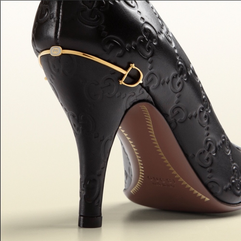 Gucci elizabeth pump w logo in black calf leather